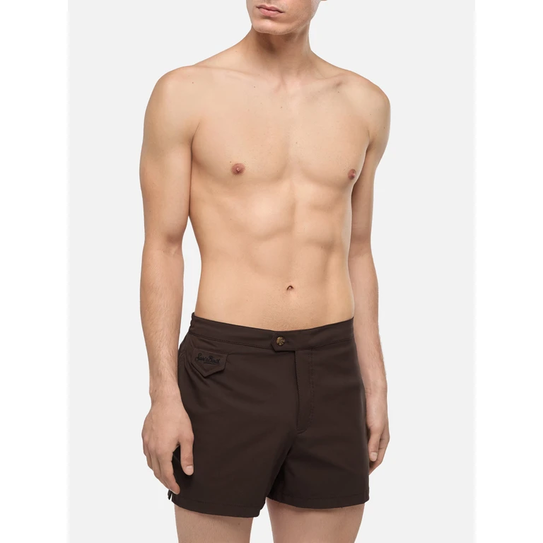 Mc2 Saint Barth Harrys Camel Brown Fitted Cut Swim Shorts Swimshort - Men
