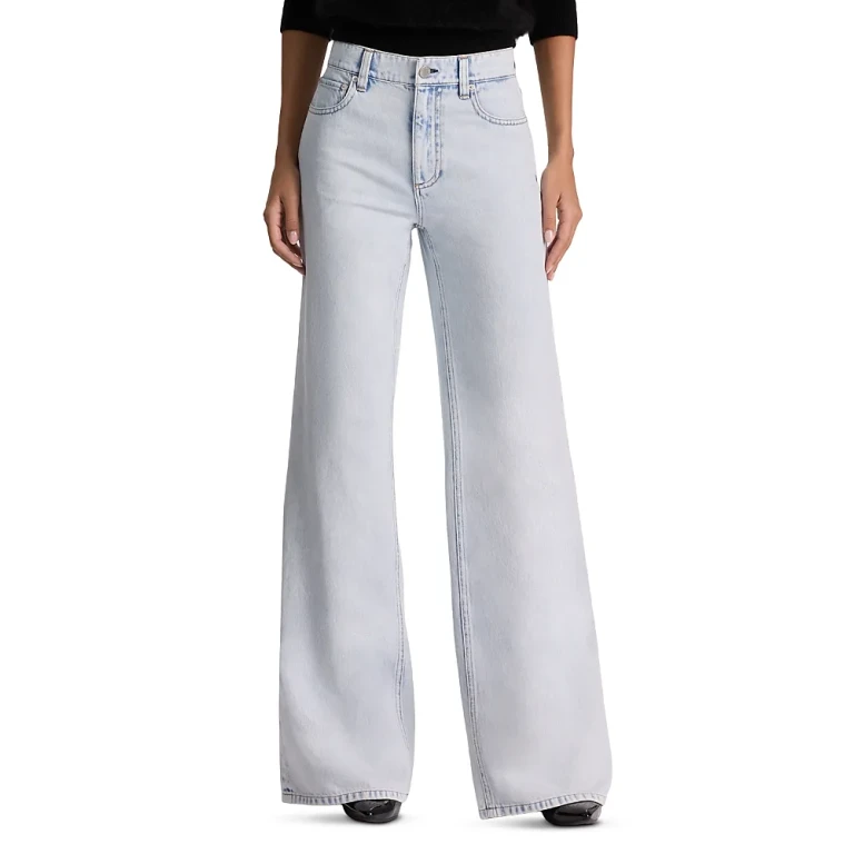 Alice and Olivia Chic High Rise Wide Leg Jeans in Dark Light Indigo