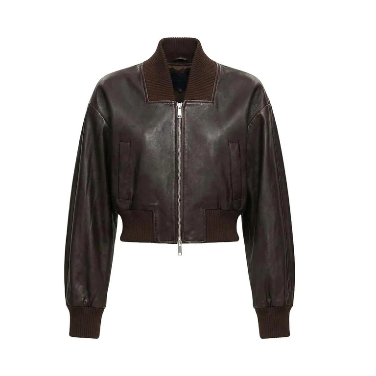 Self Portrait Blouson En Cuir - Marron