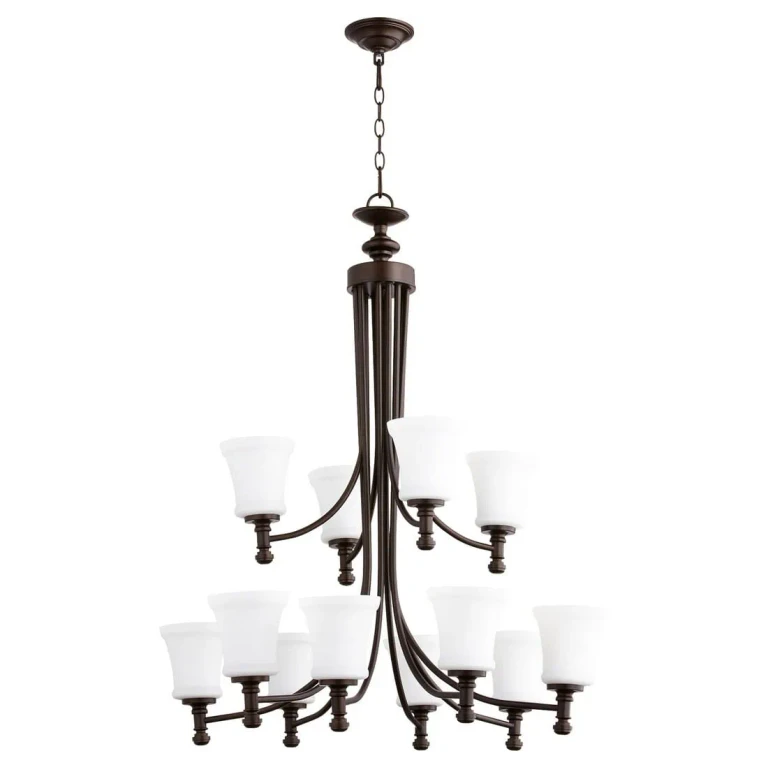 Quorum Rossington 12-Light 37" Transitional Chandelier in Oiled Bronze
