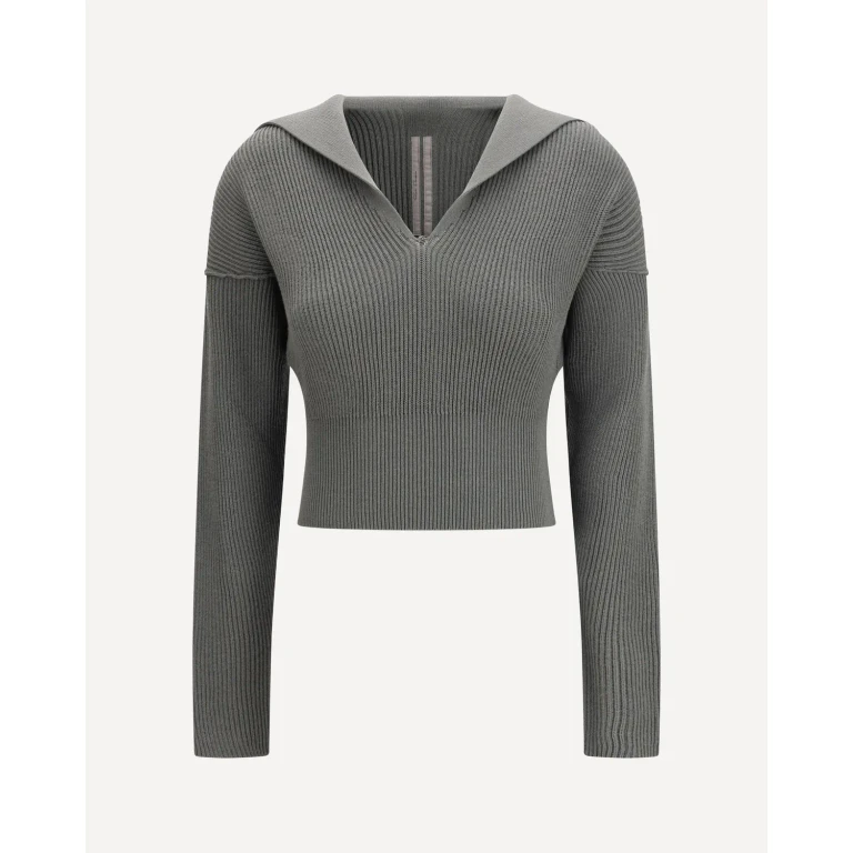 RICK OWENS Euca Virgin Wool Sweater with V neck Female L