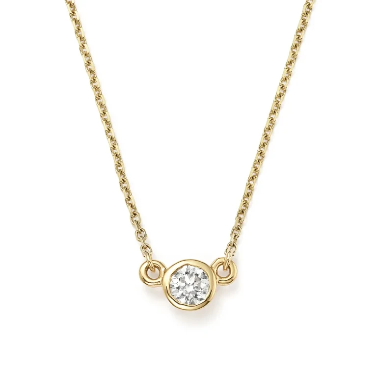 Diamond Bezel Pendant Necklace in 14K Yellow Gold, 0.25 tcw