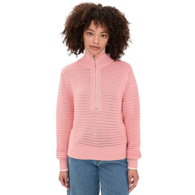 Varley Morwenna Half Zip Knit Pullover Mellow Rose XXS