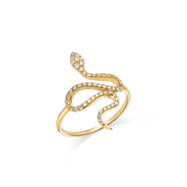14K Yellow Gold Diamond Snake Ring, 0.26 tcw