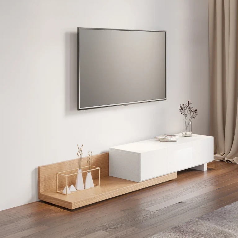 Rectangle Wood Extendable TV Stand Black and Walnut Floor Media Console with 3 Drawers