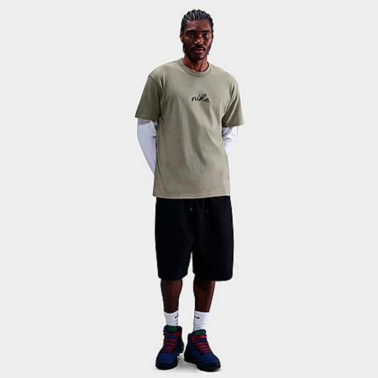 Nike Men's Sportswear Premium Essentials Script T-Shirt in Light Army Size: XS