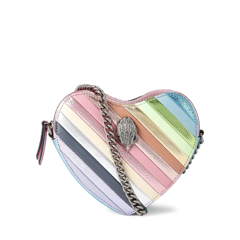 Kurt Geiger London Kensington Heart Metallic Leather Stripe Crossbody