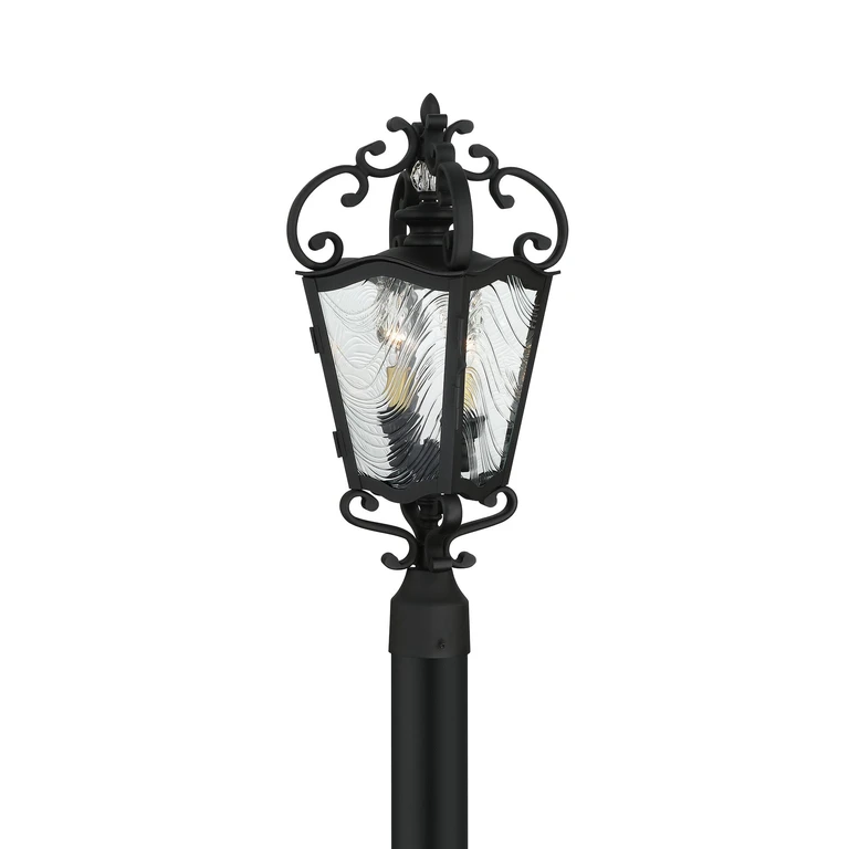 Brixton Ivy 3-Light Outdoor Post Light in Coal with Honey Gold Highlight