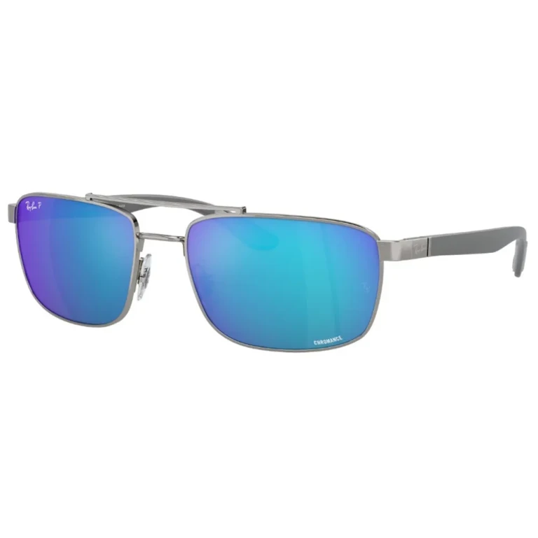 Ray Ban Polarized Green Mirror Blue Rectangular Unisex Sunglasses RB3737CH 004/A1 60