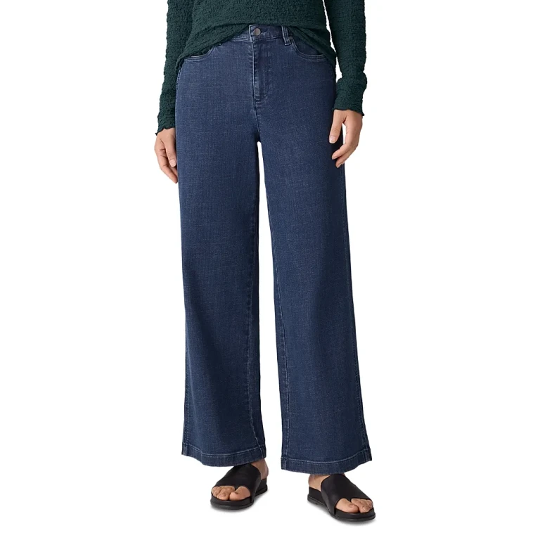 Eileen Fisher High Rise Wide Leg Jeans in Medium Indigo