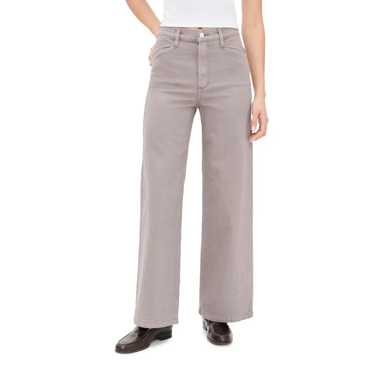 Favorite Daughter The Mischa High Rise Wide Leg Ankle Jeans Soft Taupe 23