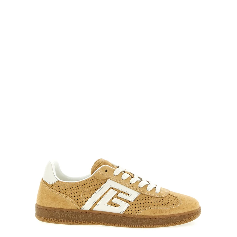 Beige Calfskin Low Top Sneakers - Women