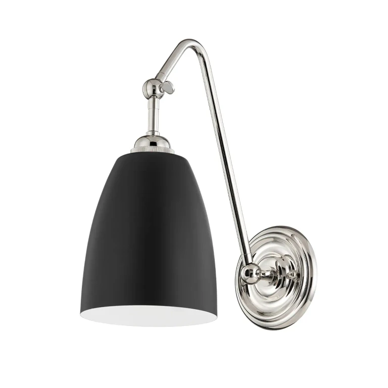 Polished Nickel Black Wall Sconce from the Millwood Collection