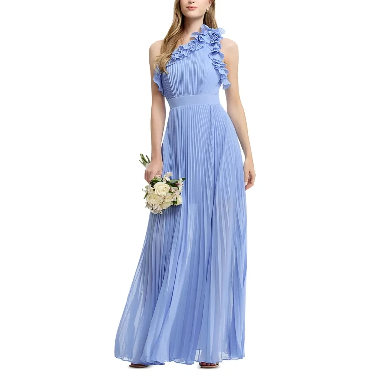Dress the Population Vida Asymmetric Pleated Gown