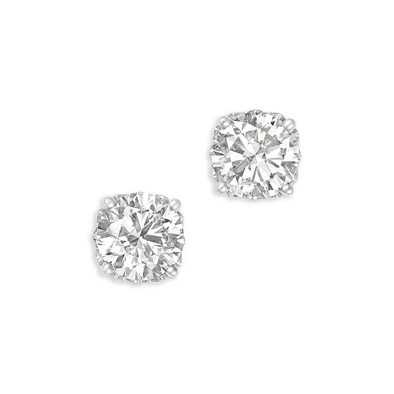 Certified Diamond Stud Earrings in 14K Gold, 2.0 tcw