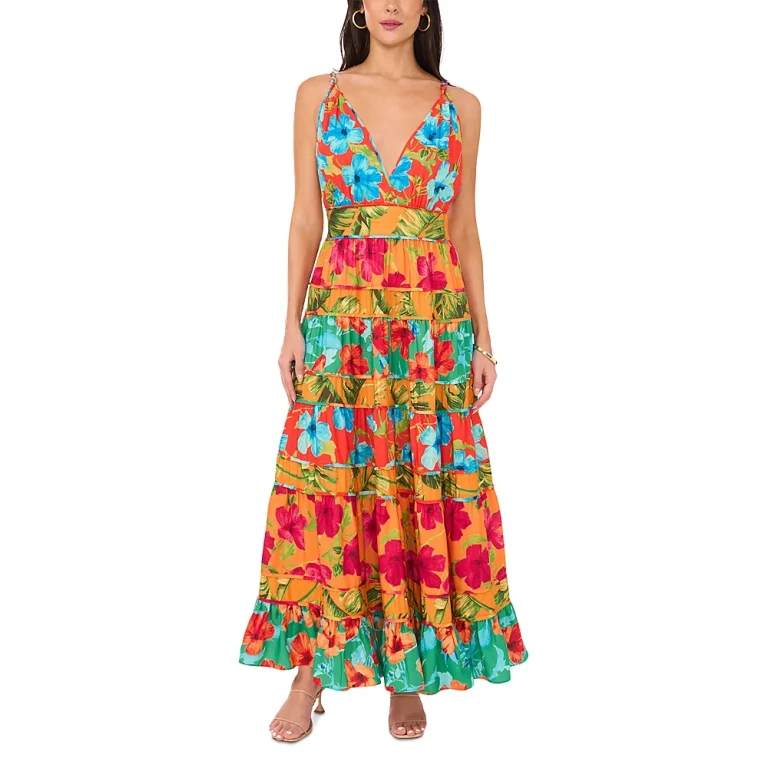 Vince Camuto Printed Tiered Maxi Dress