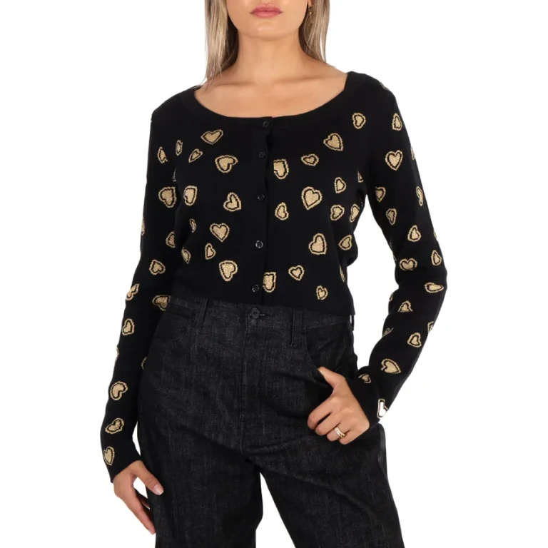 Ladies Heart-Intarsia Cardigan