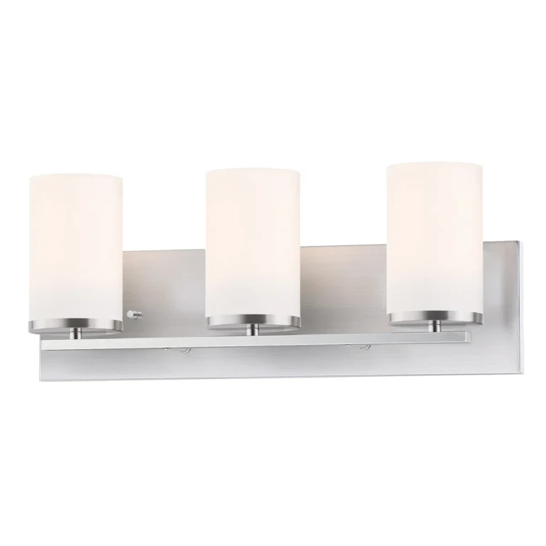 Satin Nickel Three Light Bath Vanity from the Lateral Collection