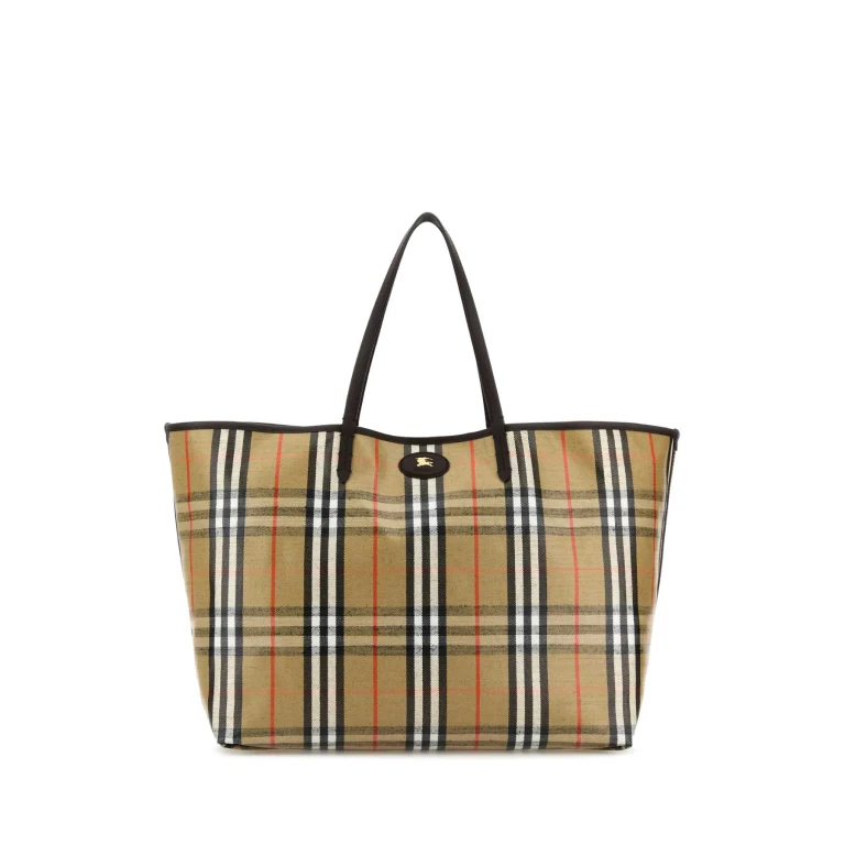 Burberry Embroidered Canvas Large Highlands Shopping Bag
