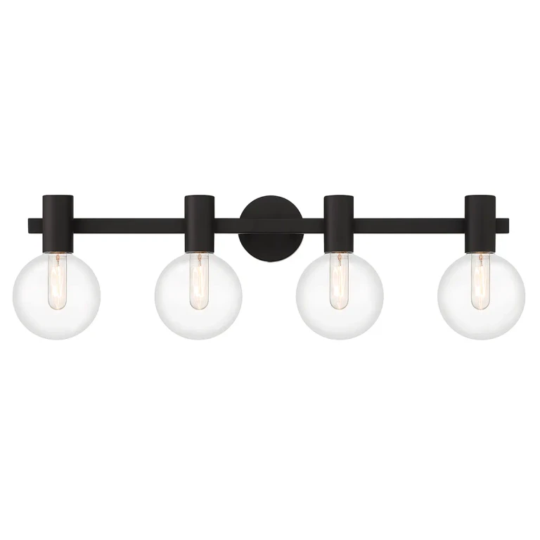 Matte Black Four Light Bathroom Vanity from the Wright Collection