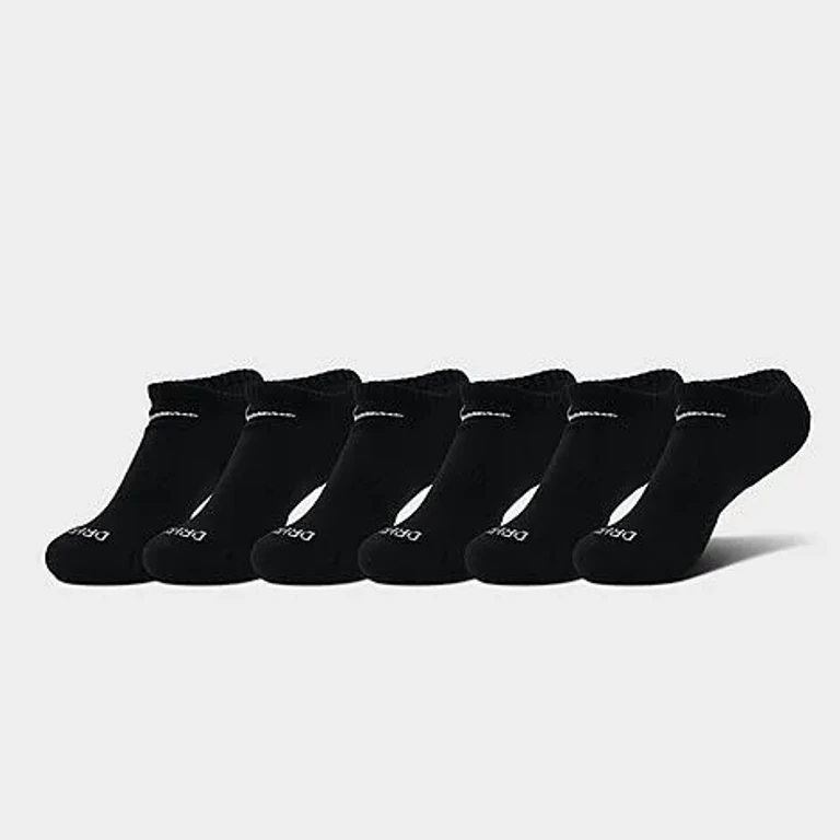 Nike Everyday Plus Cushioned No-Show Training Socks (6-Pack) in Black/White Size: Large
