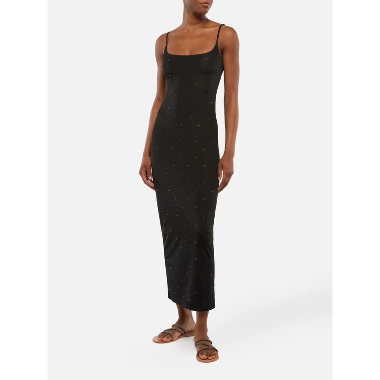 Mc2 Saint Barth Evy Long Fitted Black Slip Dress - Women