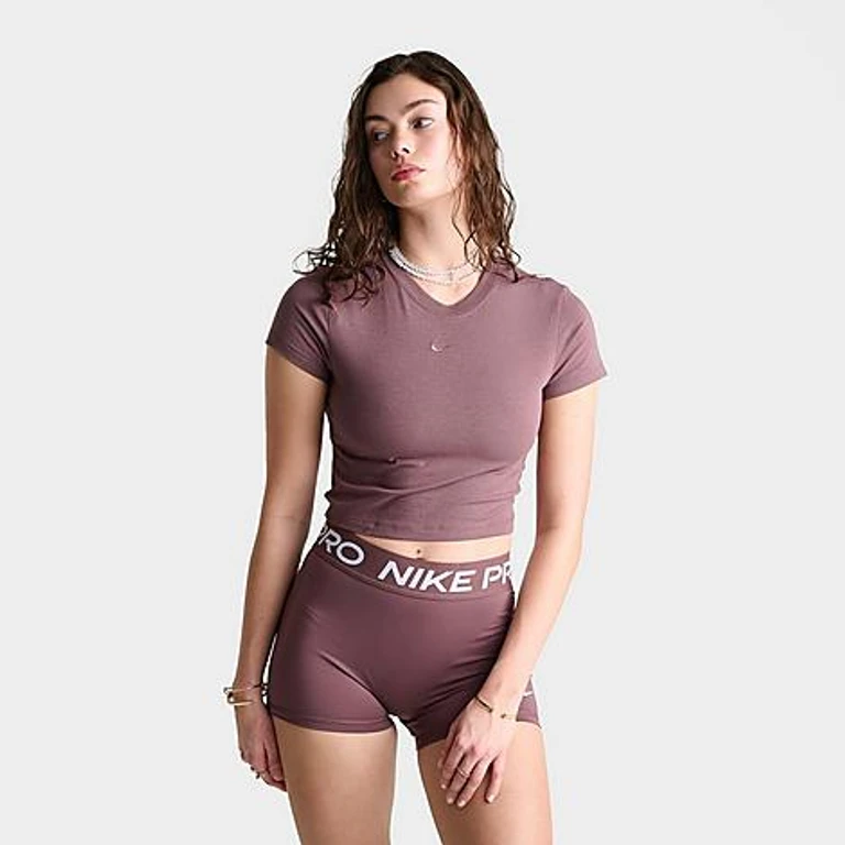 Nike Women's Sportswear Chill Knit Cropped T-Shirt in Tattoo Size: XS