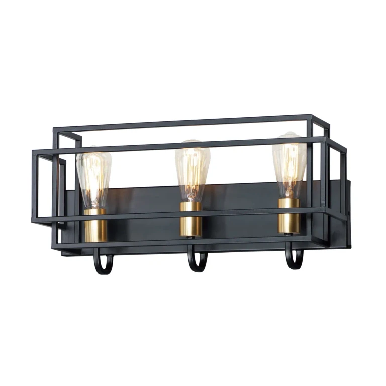 Liner 21.25" 3-Light Bathroom Vanity Light in Black/Satin Brass