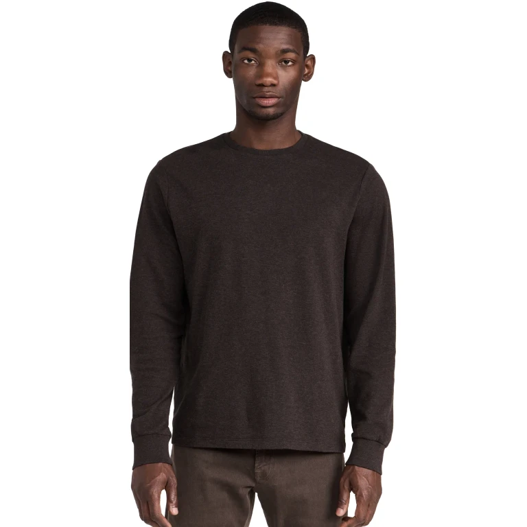FRAME Duo Fold Long Sleeve Crew Heather Espresso S