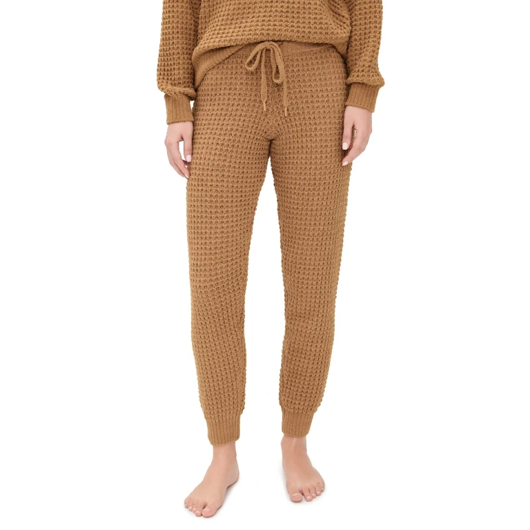PJ Salvage Band Cozy Chenille Waffle Pants Caramel XS