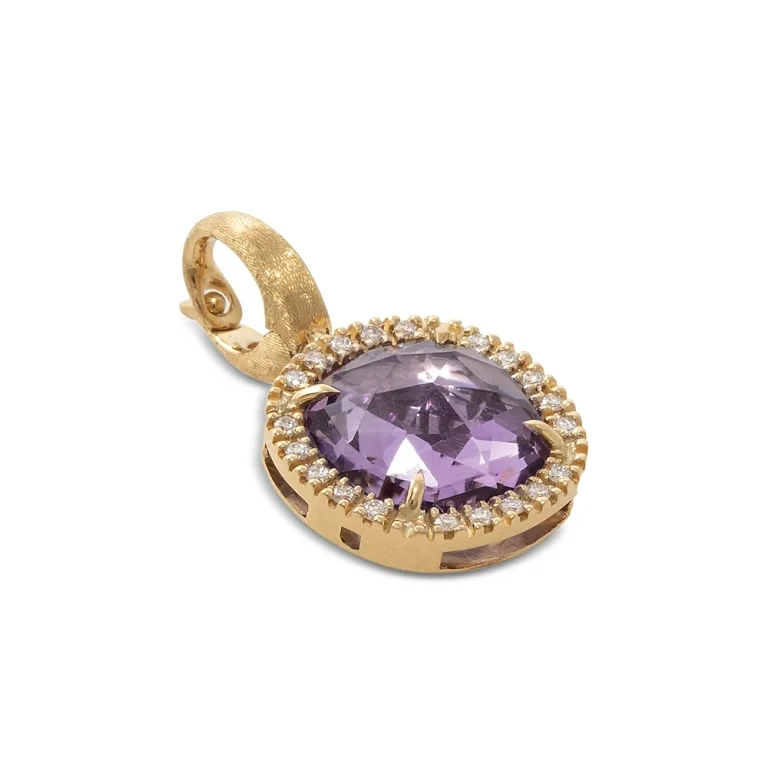 Marco Bicego Amethyst & Diamond Halo Pendant in 18K Yellow Gold