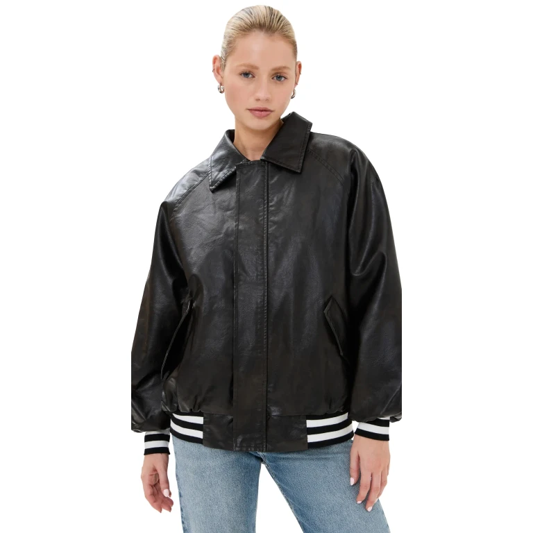 Lioness Hailey Faux Leather Bomber Jacket Onyx XXL