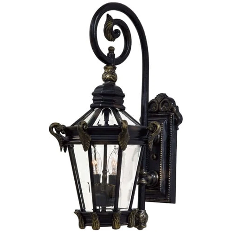 Stratford Hall 2-Light 25" Outdoor Wall Light in Heritage with Gold Highlights