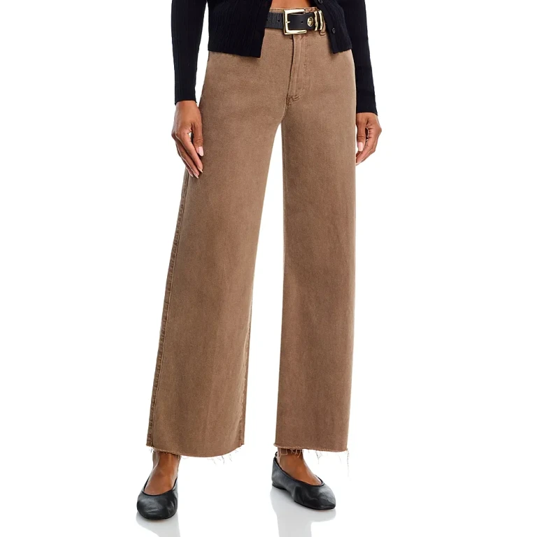 Paige Anessa High Rise Raw Hem Wide Leg Jeans in Vintage Canewood
