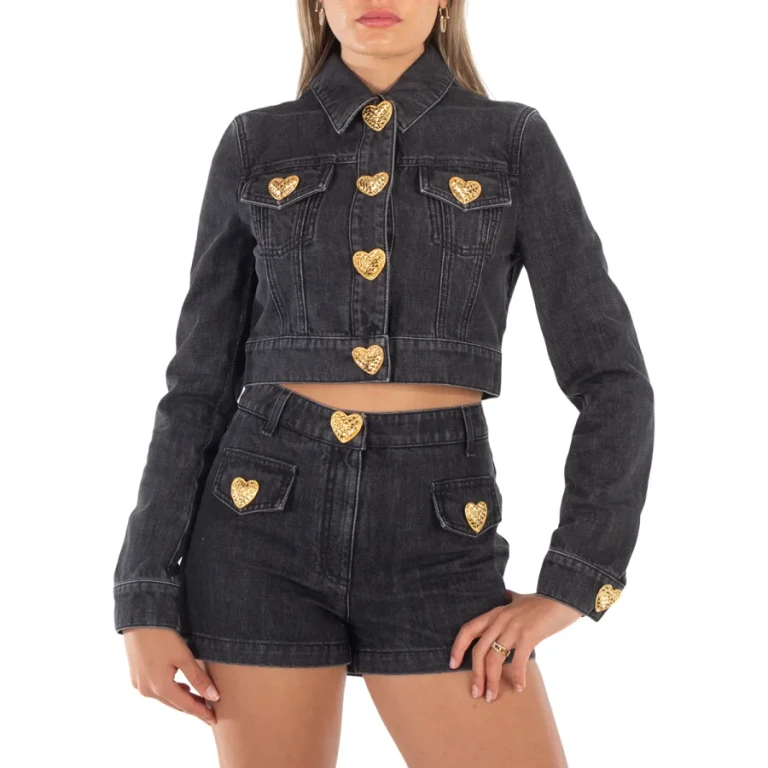 Moschino Heart Buttons Cropped Denim Jacket