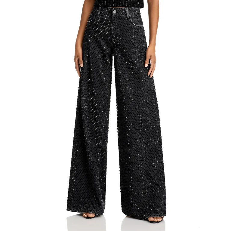 Alice and Olivia Trish Baggy Jeans in Maya Charcoal Black