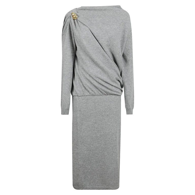 Fabiana Filippi Draped Long-sleeve Midi Dress