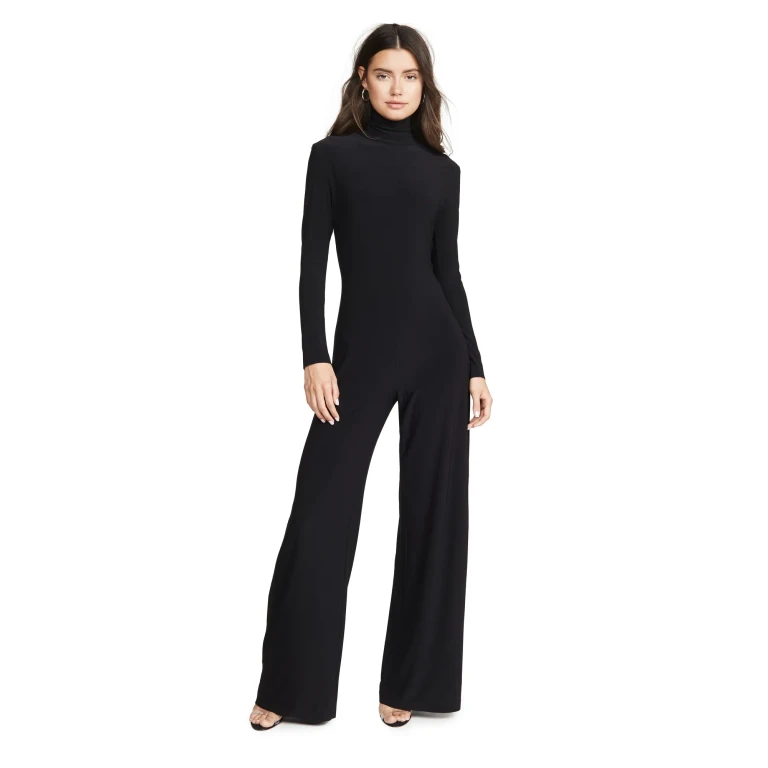 Norma Kamali Long Sleeve Turtleneck Jumpsuit Black XL