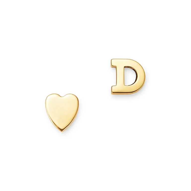 Zoe Lev 14K Yellow Gold Heart & Initial Stud Earrings