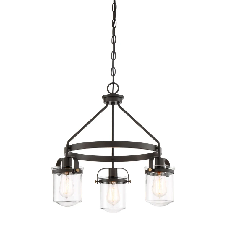 Oil Rubbed Bronze Three Light Chandelier from the Jaxon Collection