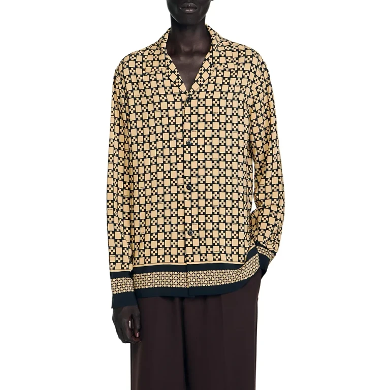Sandro Printed Loose Fit Button Shirt