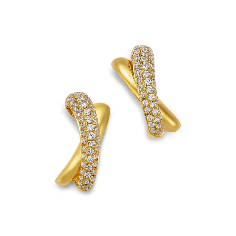 Diamond Crossover Earrings in 14K Yellow Gold, 0.44 tcw