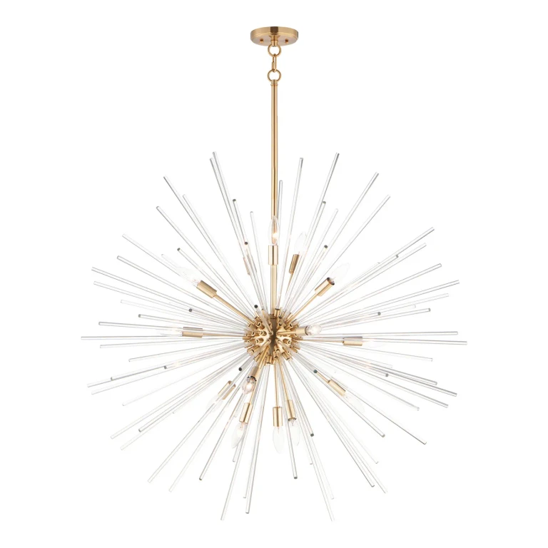 Satin Brass 16 Light Pendant from the Polaris Collection