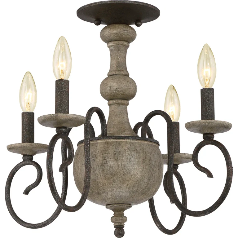 Castile 4-Light Semi-Flush Mount in Rustic Black