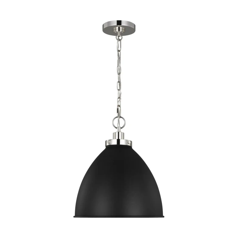 Visual Comfort Studio Wellfleet Pendant Light in Midnight Black And Polished Nickel by Chapman & Myers