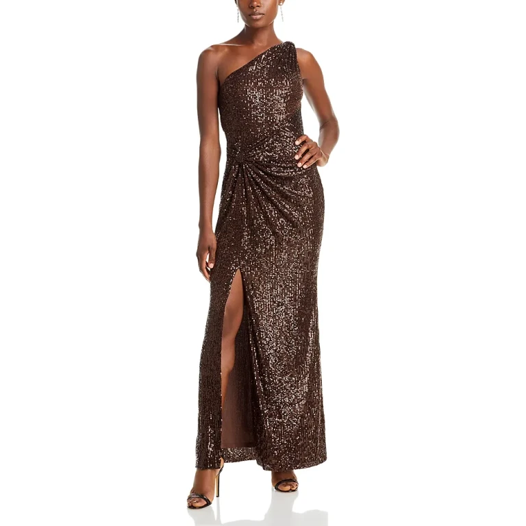 Eliza J Sequined One Shoulder Gown