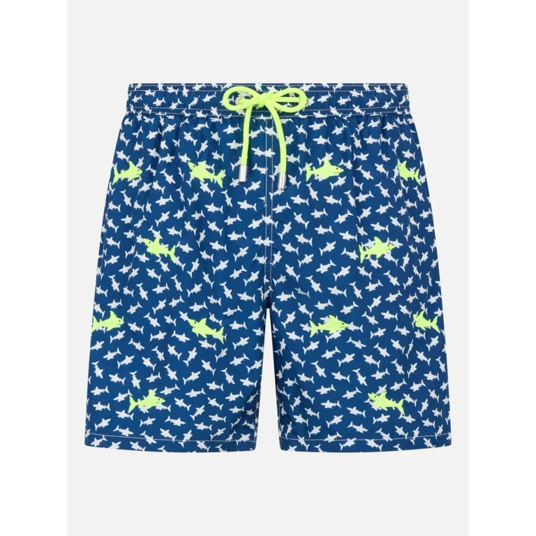 MC2 Saint Barth Lighting Embroidered Sharks Swim Shorts