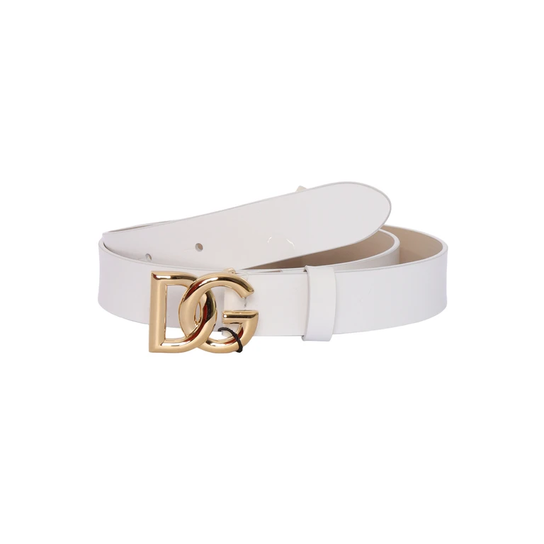 Dolce & Gabbana Junior LOGO BELT White Calf Leather