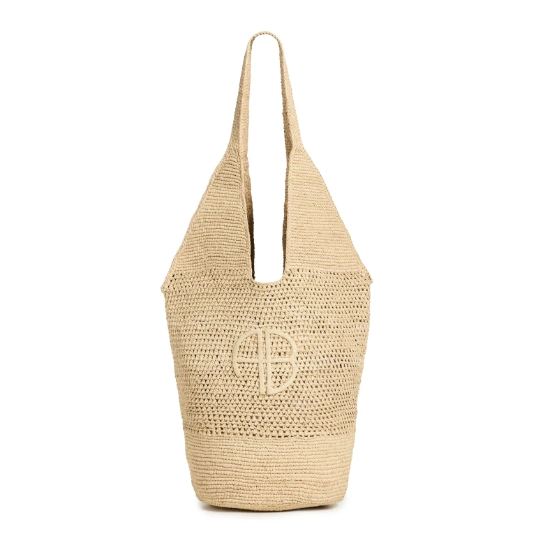 ANINE BING Leah Logo Hobo Bag Natural One Size