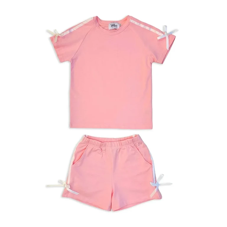 Lola + The Boys Girls' Sporty Bows Tee & Shorts Set - Little Kid, Big Kid
